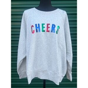 Old Navy Sweater Grey "Cheers" Holiday Festive Women's Size XXL